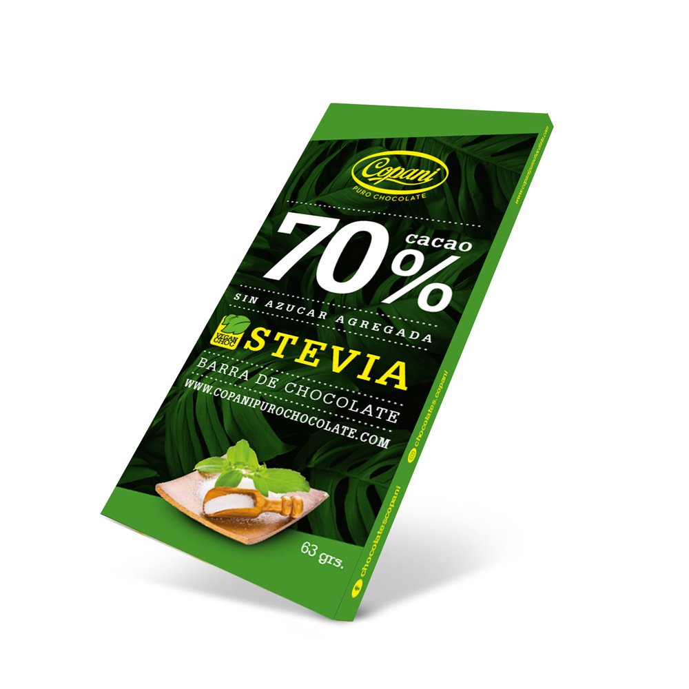 Tableta Chocolate 70% Cacao con Stevia x 63g