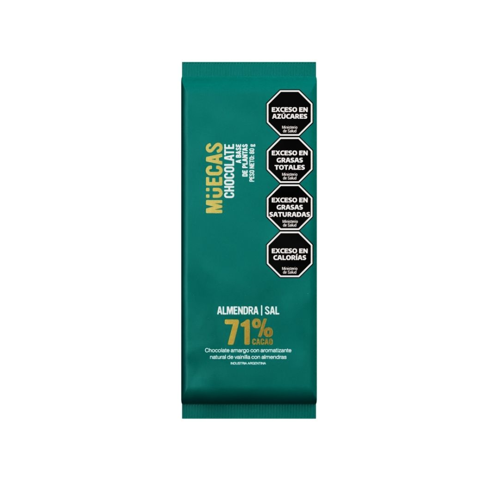 Chocolate Negro 71% con Almendras y Sal Marina x 80g