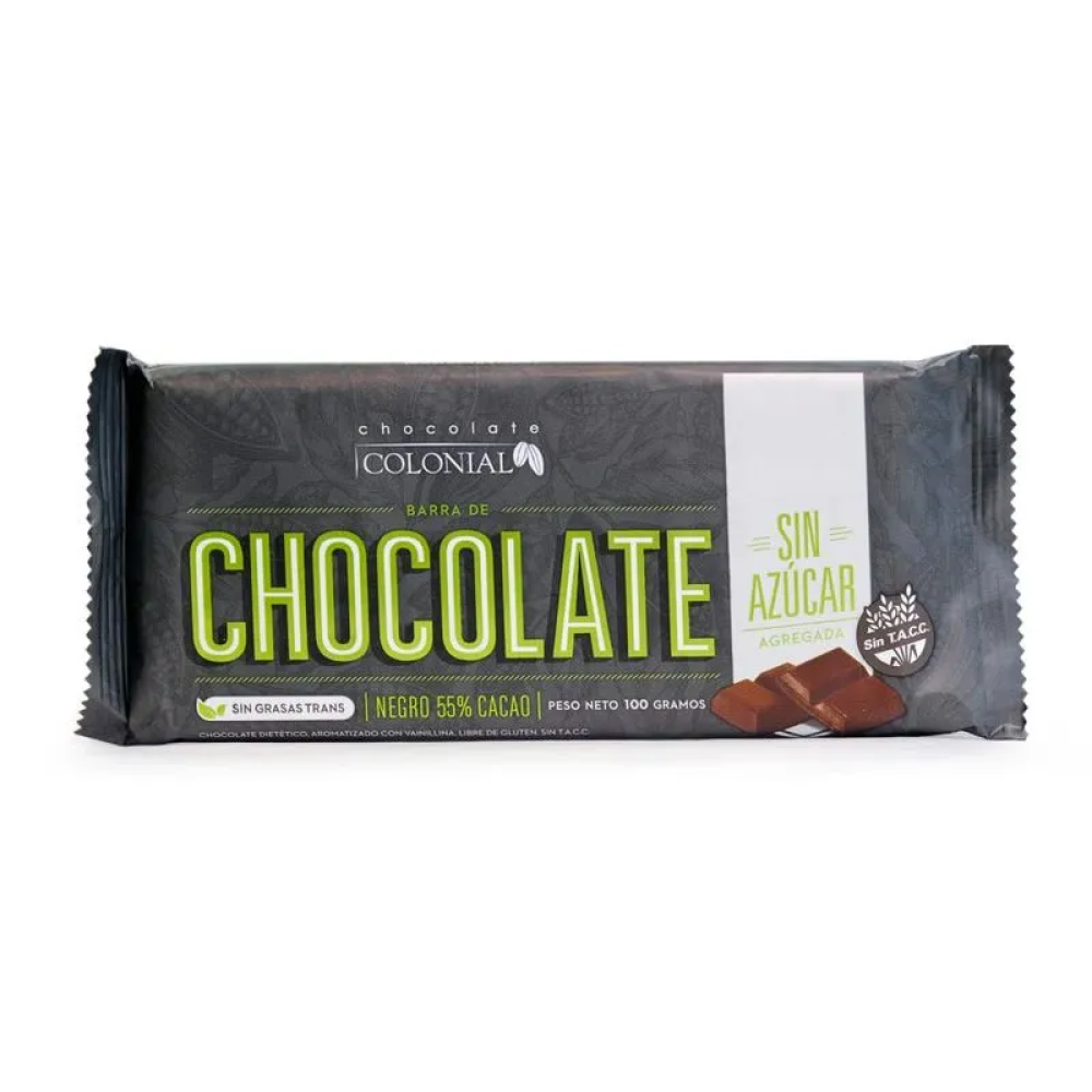 Chocolate Negro 55% Cacao Sin Azúcar x 100g