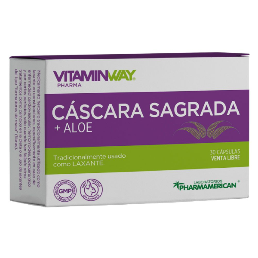 VITAMIN WAY - Cáscara Sagrada + Aloe Vera x 30 Cápsulas
