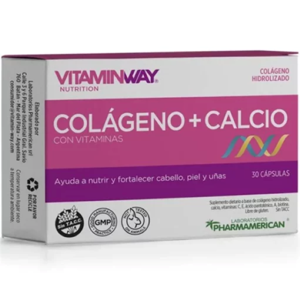 VITAMIN WAY - Cabello, Piel y Uñas (Colágeno + Calcio) x 30 Cápsulas