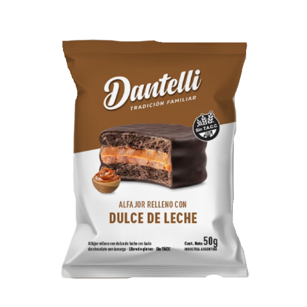 Alfajor Relleno con Dulce de Leche 50g - Dantelli