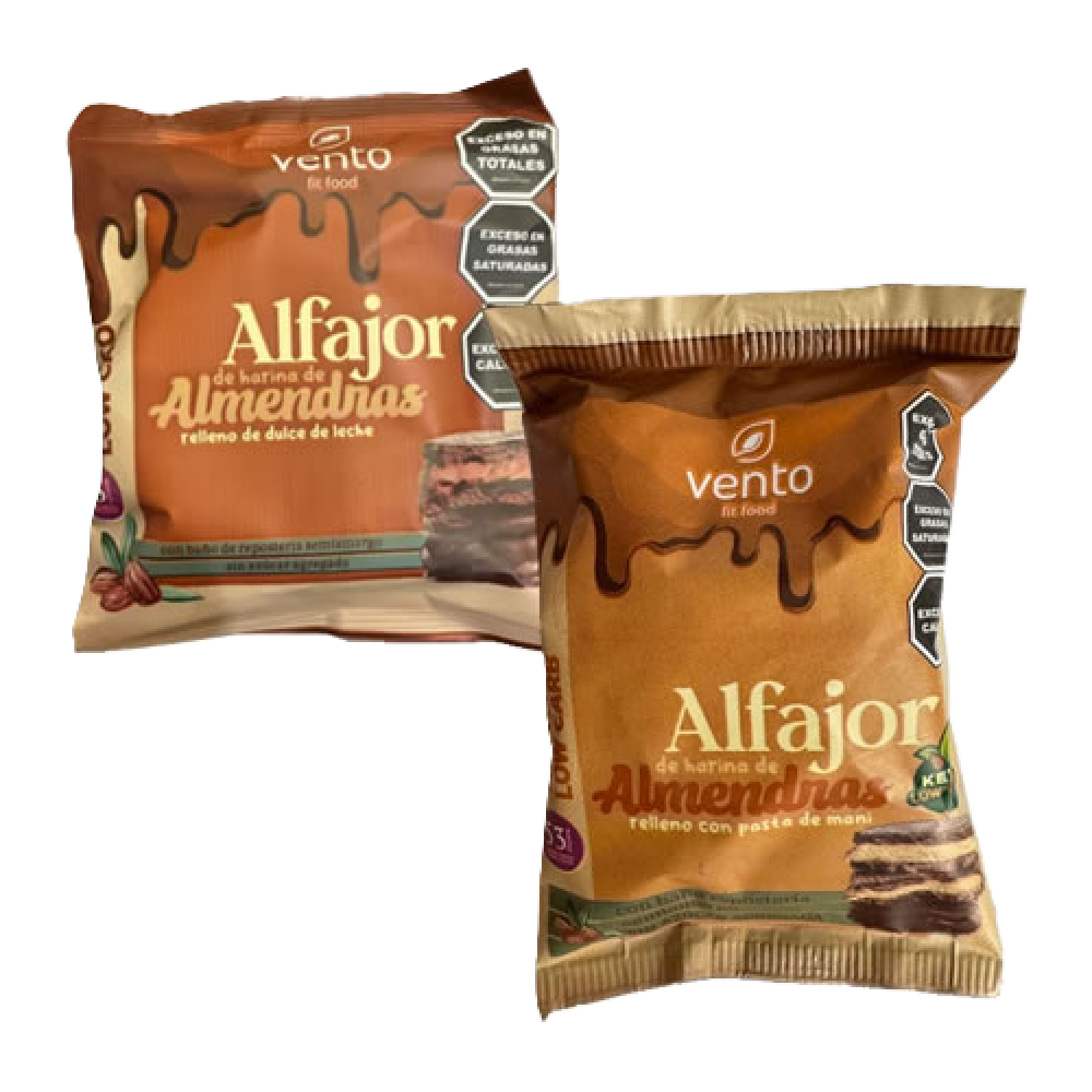 Alfajor de Harina de Almendras con Relleno de Pasta de Maní x 60g - Vento