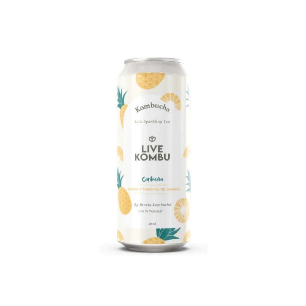 Kombucha Sabor Ananá y Pimienta de Jamaica x 473 ml - Live Kombu