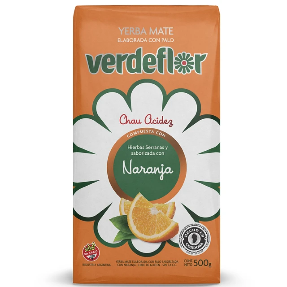 VERDEFLOR - Yerba Mate Sabor Naranja x 500g