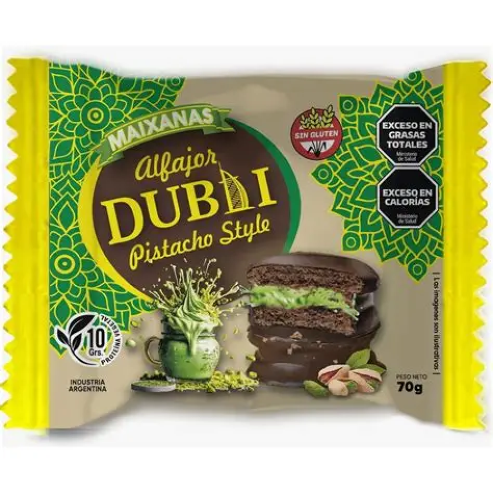 Alfajor DUBAI Sabor Pistacho x 70 Gr